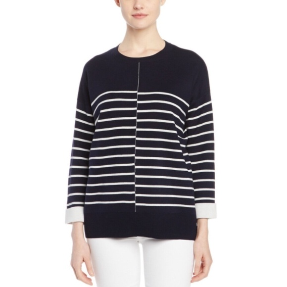 Vince Cotton/Wool-Blend Double Face Stripe Sweater - Picture 1 of 2